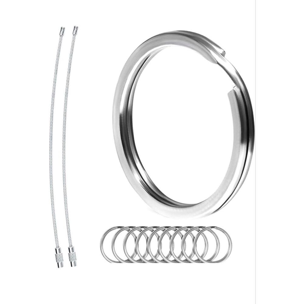 BiyrlyStainless Steel Keyrings,Round Key Rings for Flat Keychains